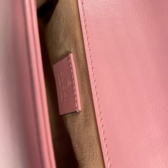 Gucci Gg Marmont Matelasse Pink Silver Chain Super Mini Shoulder Bag Purse - Picture 5 of 5
